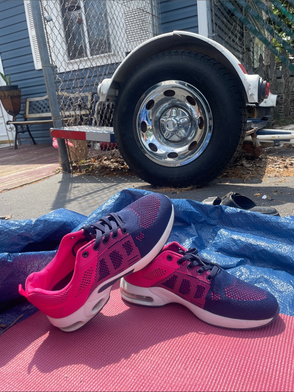 Pink and Navy Running Athletic Sneakers Shoes Women’s size 9- 
9.5